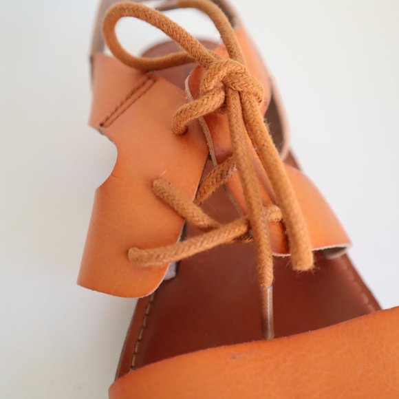 American Eagle Outfitters Brown Leather Gladiator Lace-Up Sandals, Size 8 - Picture 5 of 12